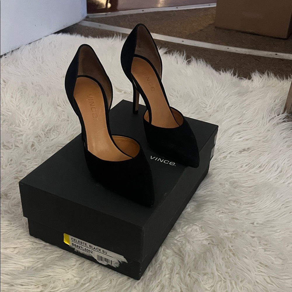 Vince Black Pointed Toe Heels